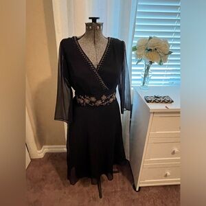 LBD. Black dress with gold beaded design.